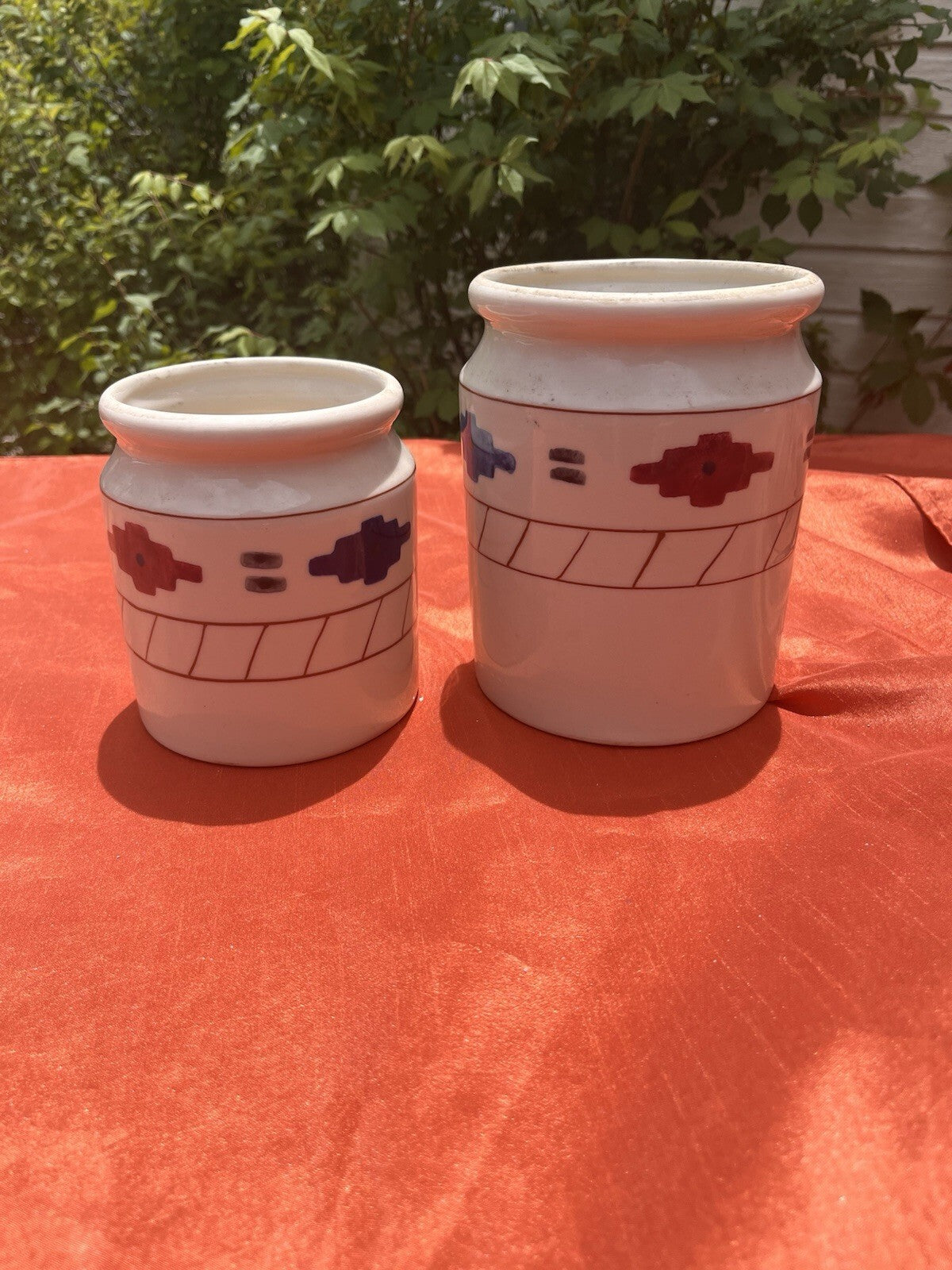 Hartstone USA 1983 Canister Set No Lids Cheyenne Print 2 Canisters