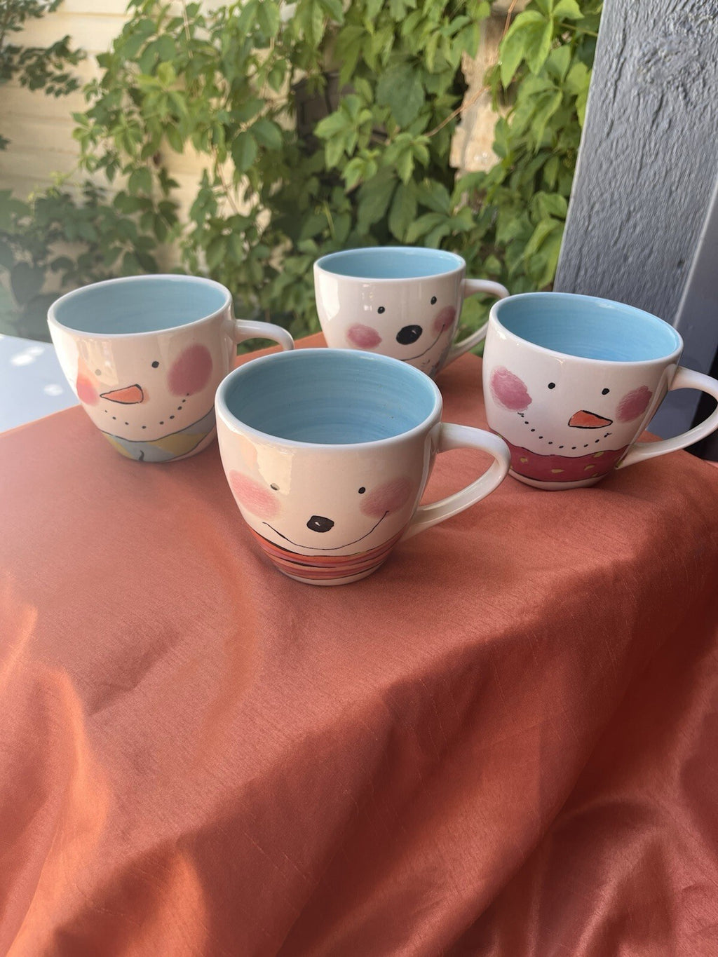 Set Of 4 Snowman Mugs By Rosanna