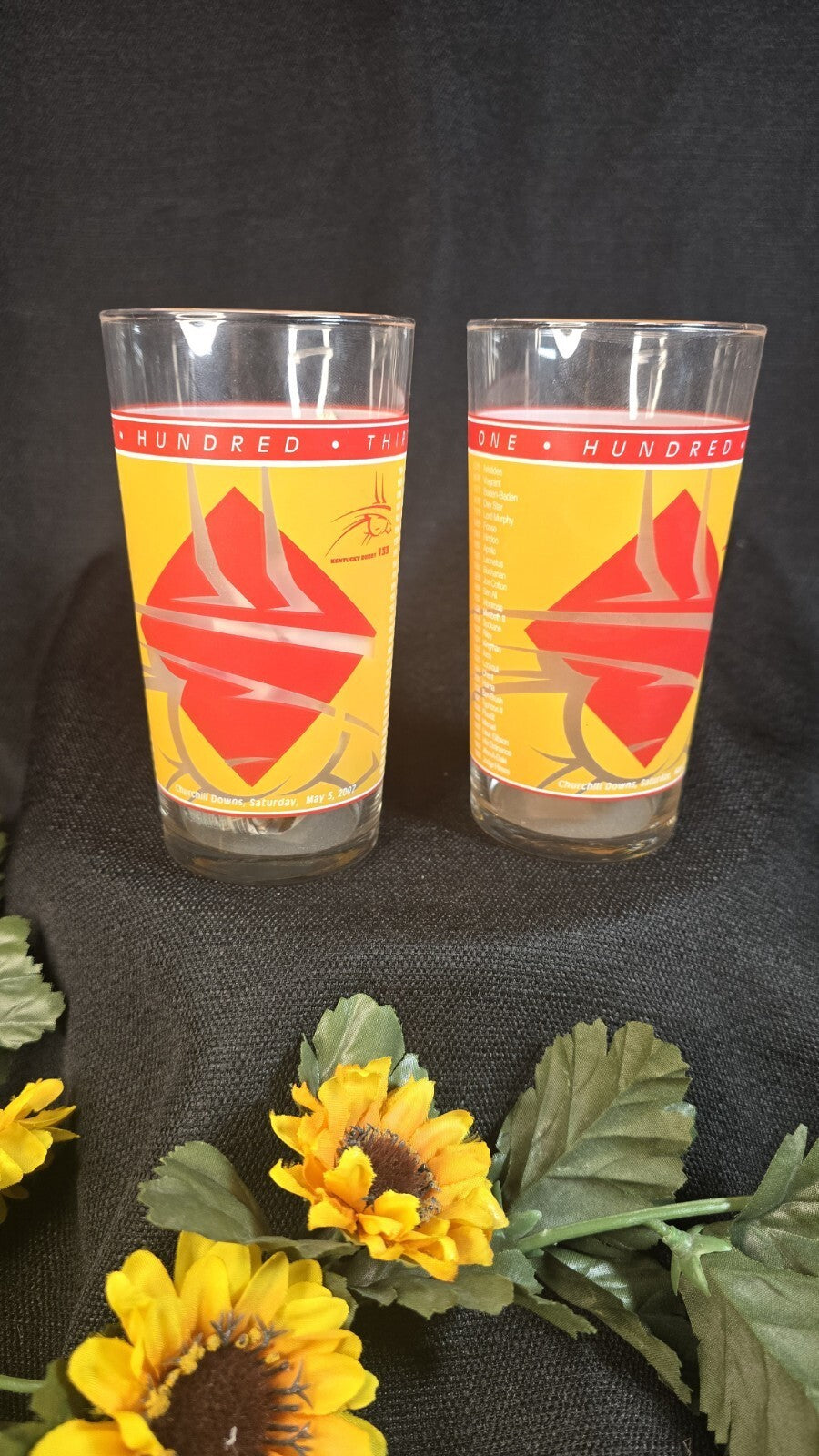 133rd Kentucky Derby Glasses SET of 2 Churchill Downs 2007 Collectible Souvenir
