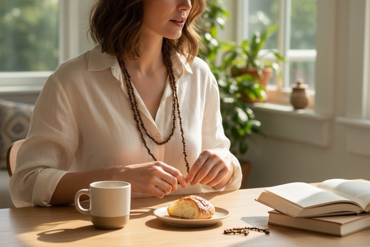 tigers eye chip beaded necklace