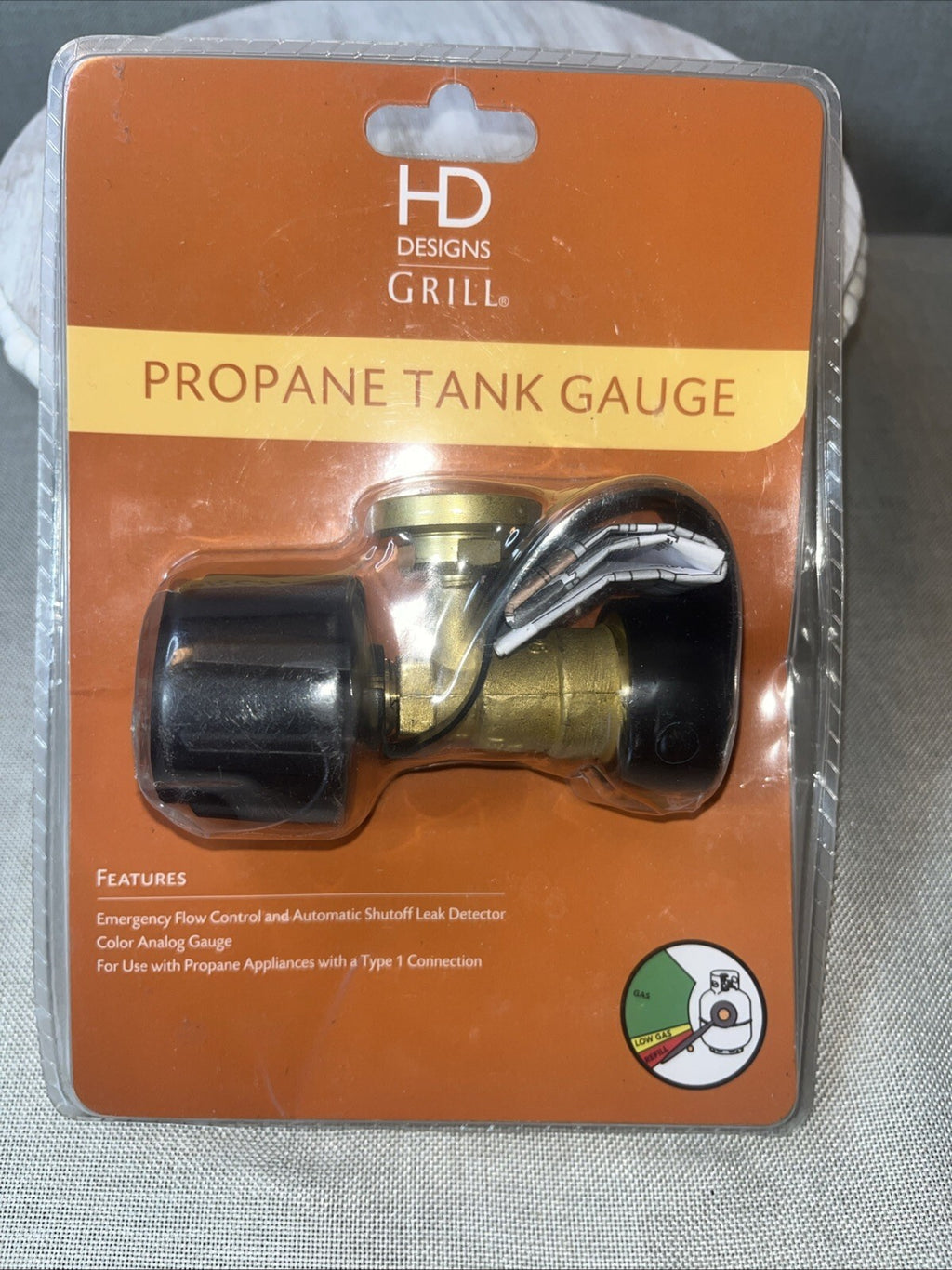 Propane Tank Gauge BBQ GRILL, Auto Shutoff Leak Detector NEW. Package Has Crack