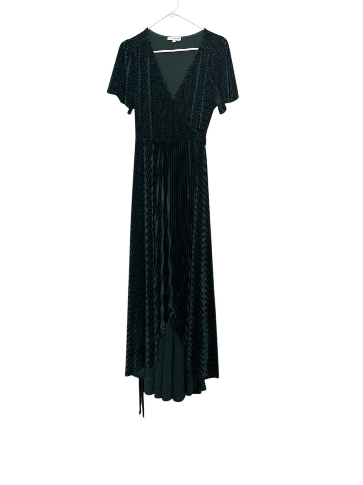 Baltic Born Andi Ribbed Velvet Wrap Dress in emerald green