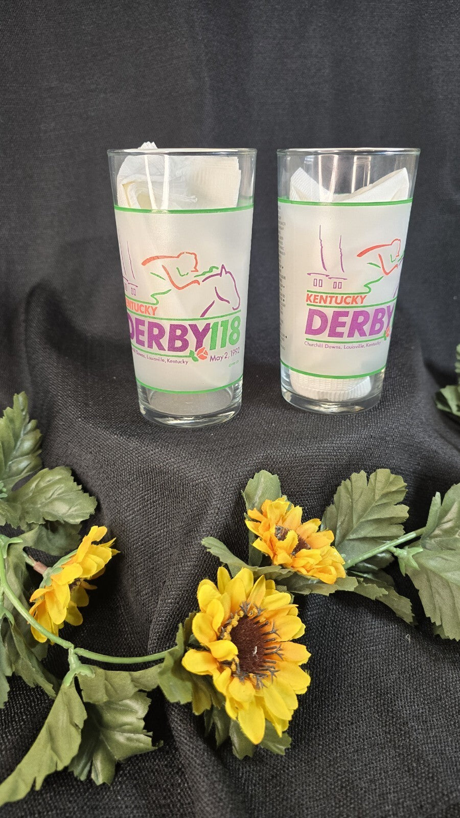 Kentucky Derby Glass Souvenir Churchill Downs Horse Race 118th Running 1992