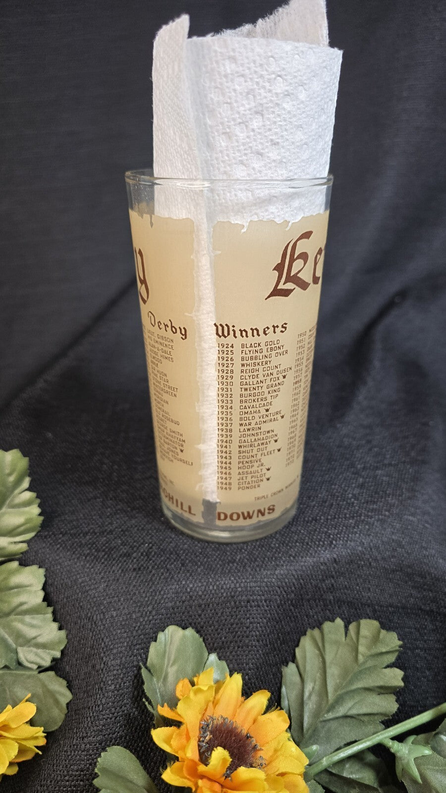 Vintage KENTUCKY DERBY Churchill Downs 1974 Anniversary ERROR Drinking Glass