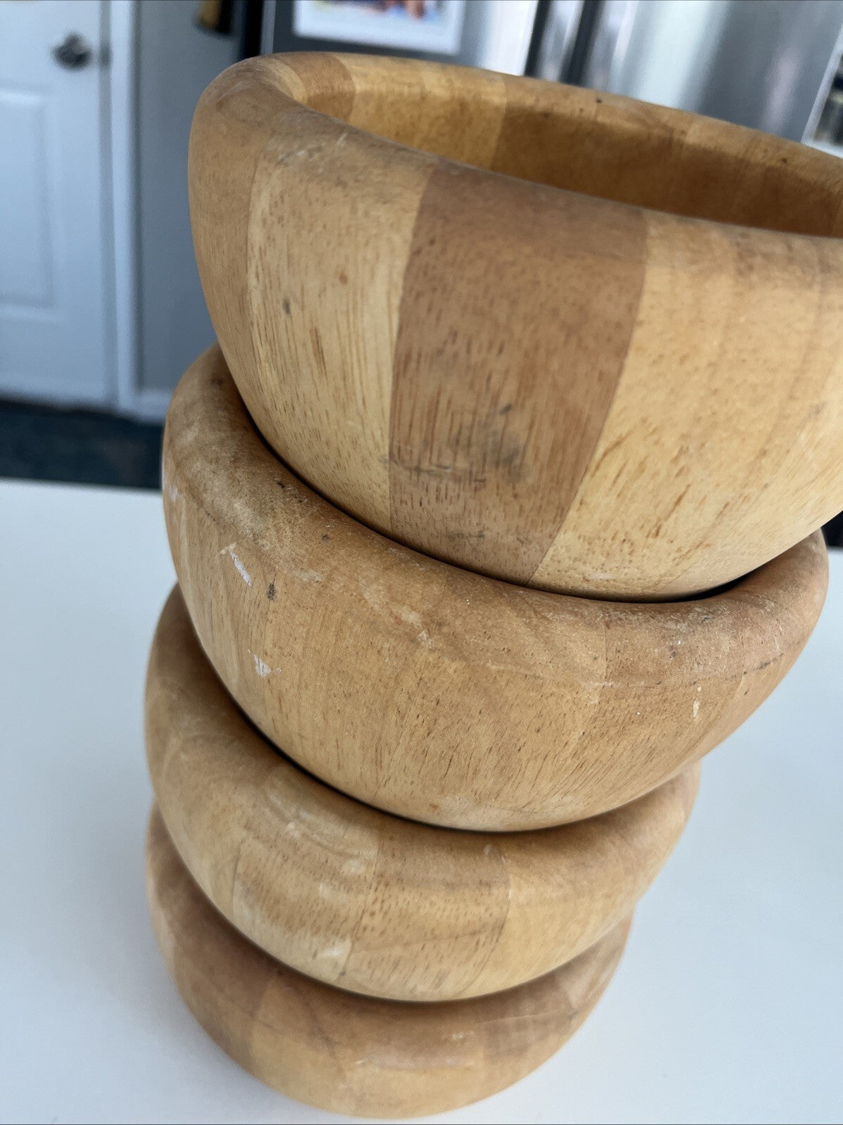 Crate And Barrel Wooden Salad Bowl Made In Thailand