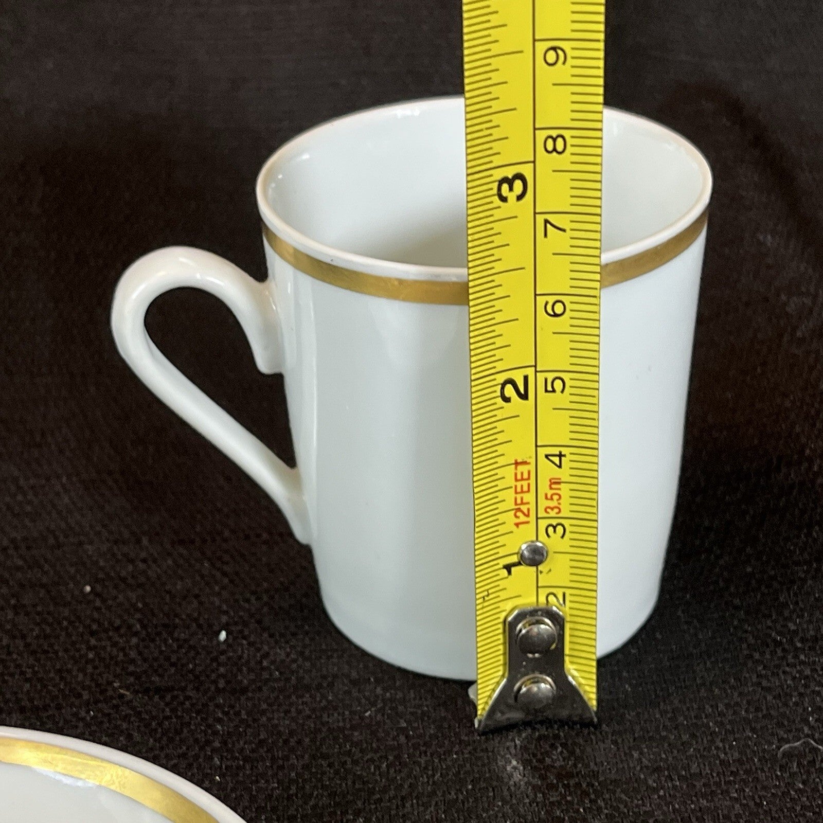 Vintage  S. Paulo Demitasse Espresso Cup And Saucer Brazil WHITE/GOLD