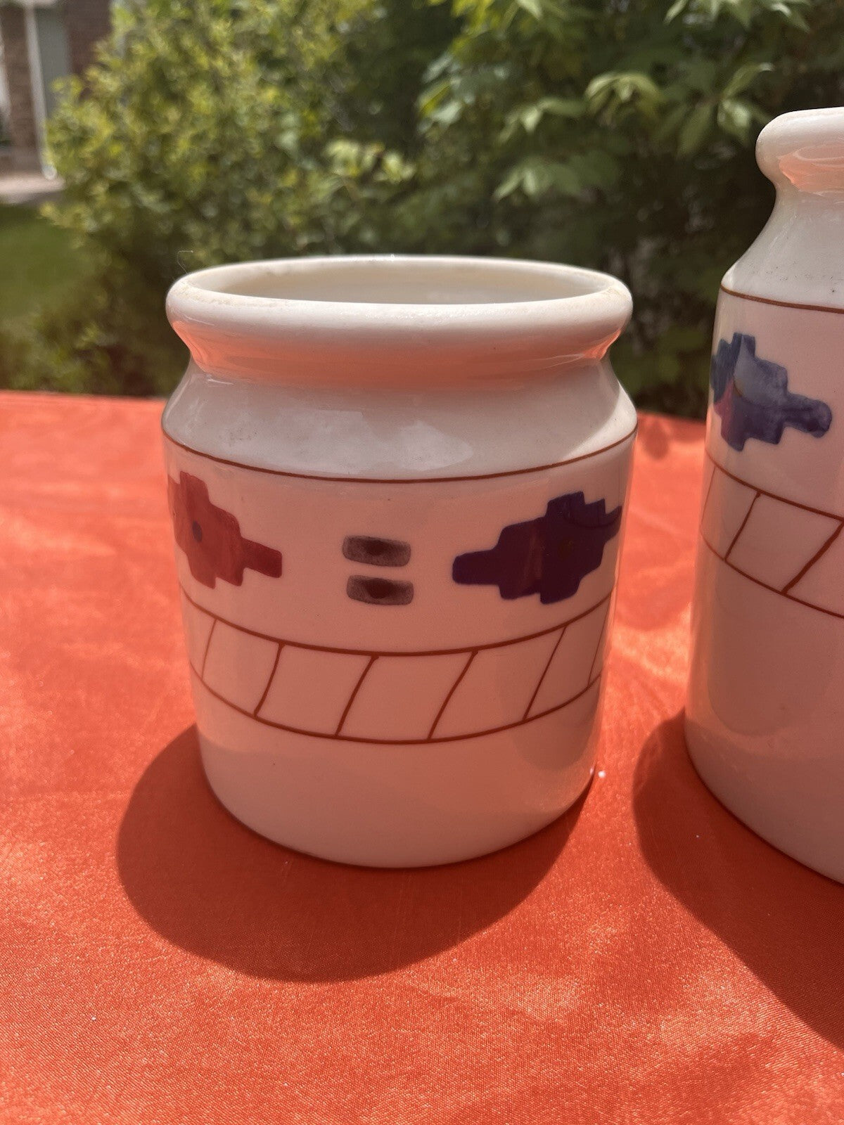 Hartstone USA 1983 Canister Set No Lids Cheyenne Print 2 Canisters