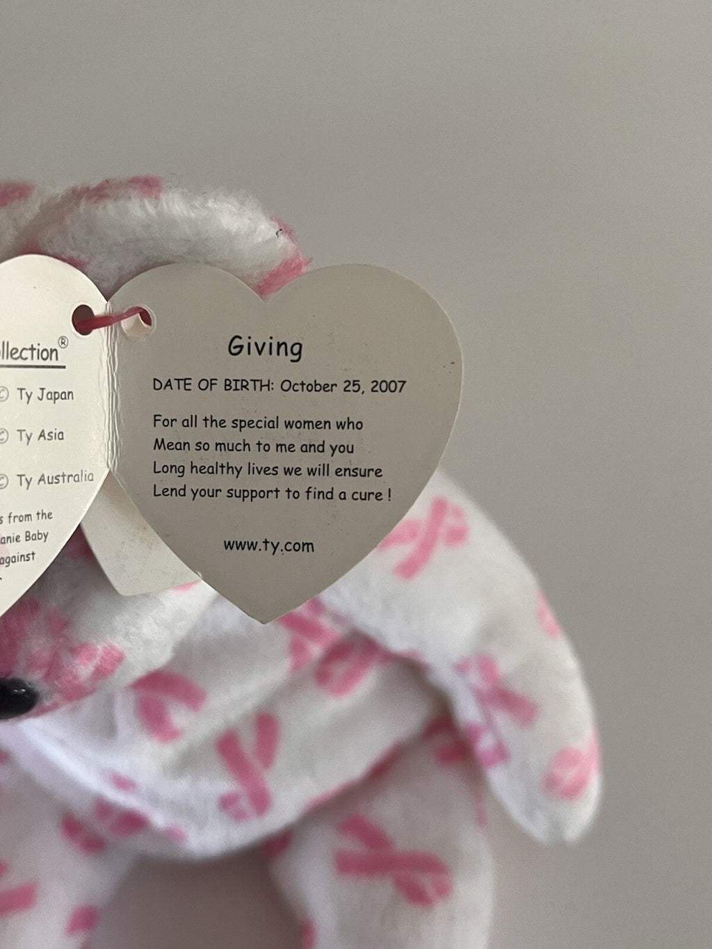 Ty Beanie Baby Giving - MWMT (Bear Breast Cancer Awareness 2007)