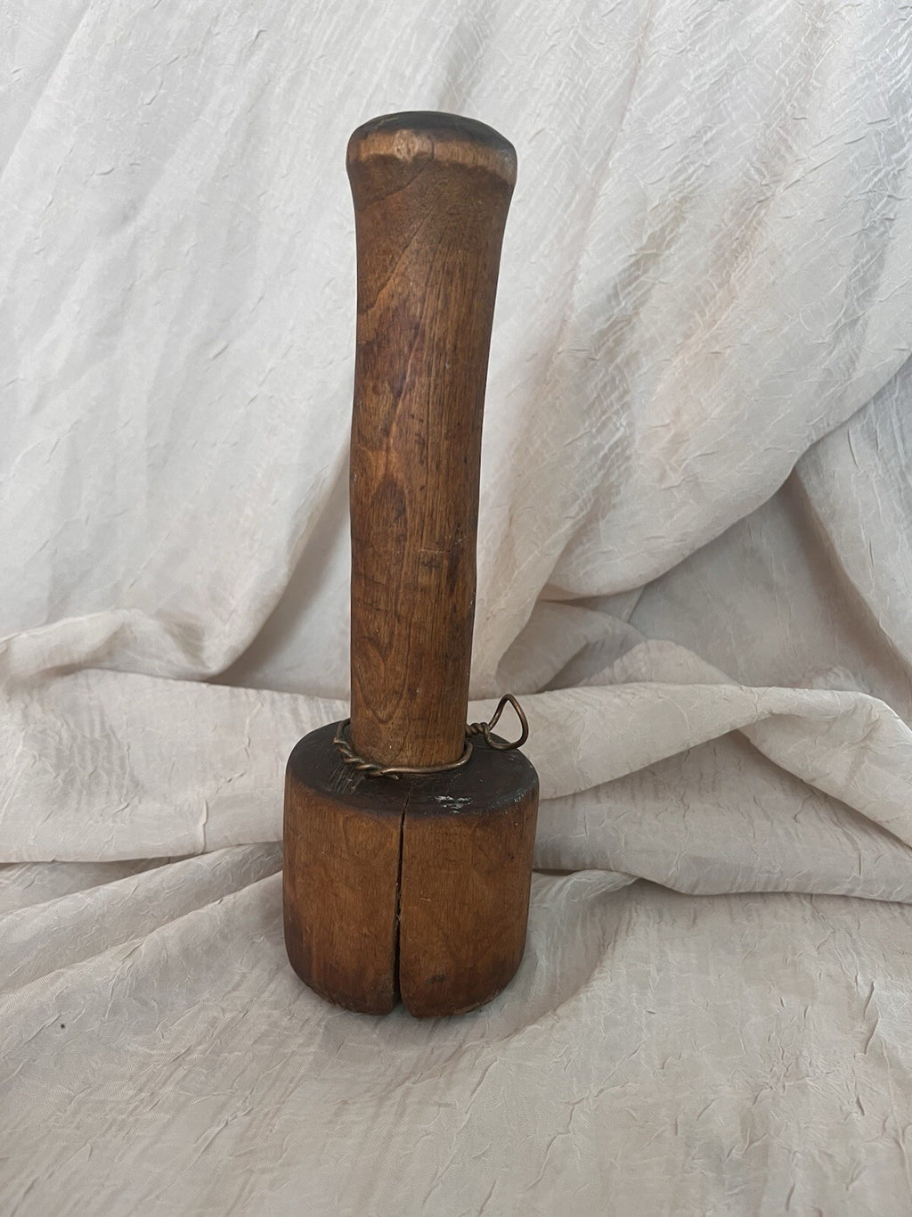 Antique Wooden Pestle Masher Farmhouse Kitchen 10.5 Tall Primitive Used Hard