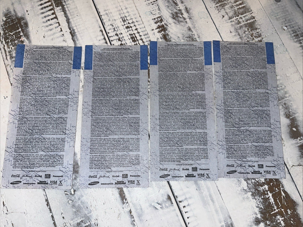 2002 Salt Lake Olympics Tickets. 4 Different Events. ***imperfections On Tickets