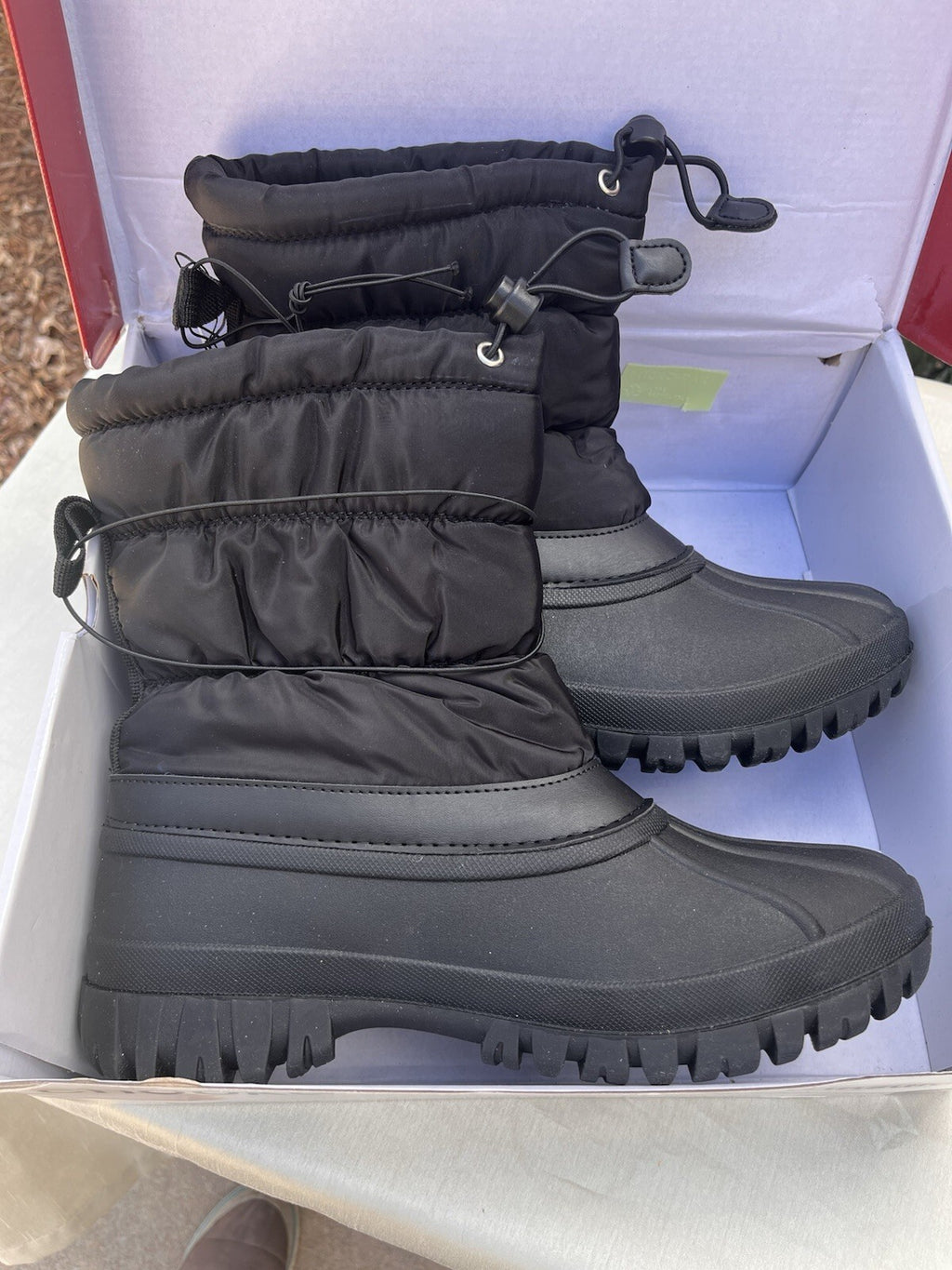 Chooka Fleece Lined Rainwear Women’s Nylon Puffer Snow Boot Black Pick Size NEW!