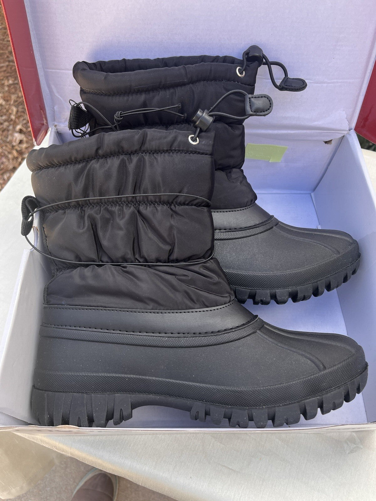 Chooka Fleece Lined Rainwear Women’s Nylon Puffer Snow Boot Black Pick Size NEW!