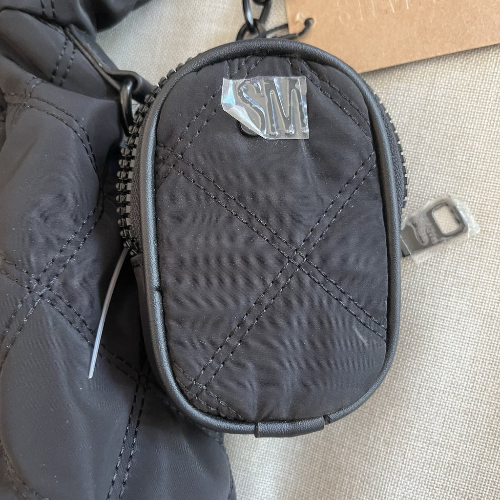 NWT STEVE MADDEN BPuffer HOBO Black Quilted Weekender Bag DT623880 W/ Coin Purse