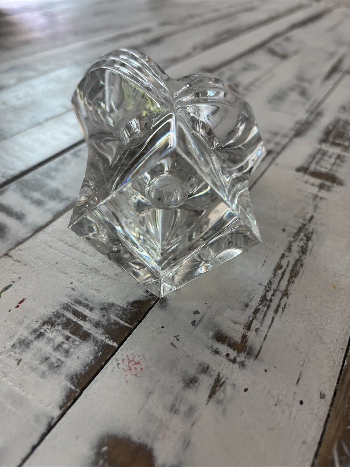Vintage Mikasa Lead Crystal Clear Candle Holder Art Deco Style Germany 5.5"