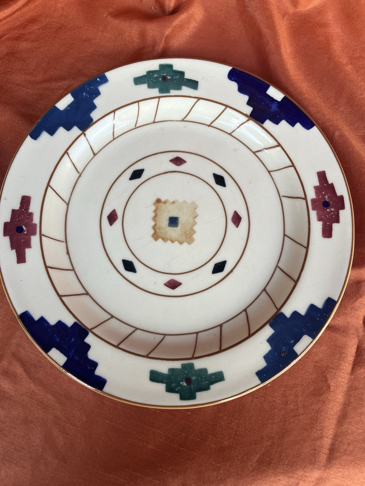 6 HARTSTONE USA "CHEYENNE" 11 1/4" DINNER PLATES HAND PAINTED. ****Some Fading