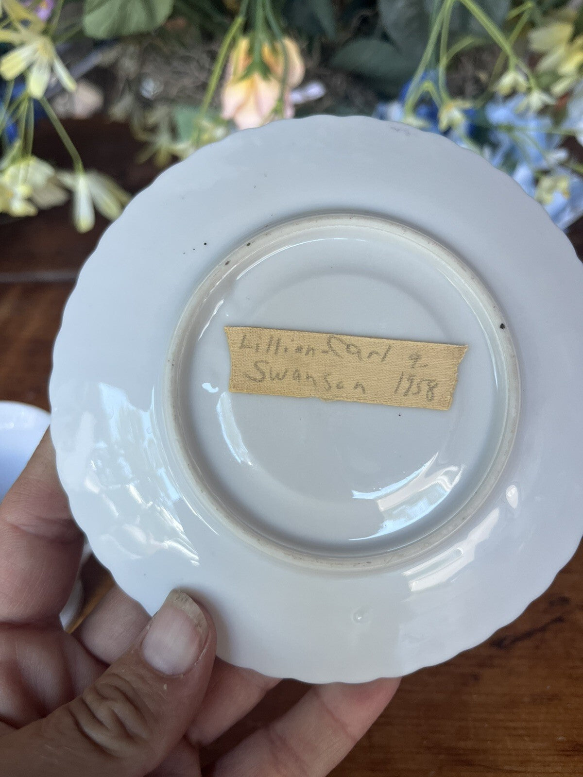 Vintage Porcelain Tea Cup & Saucer Set 2-Piece White Pink Floral Decor