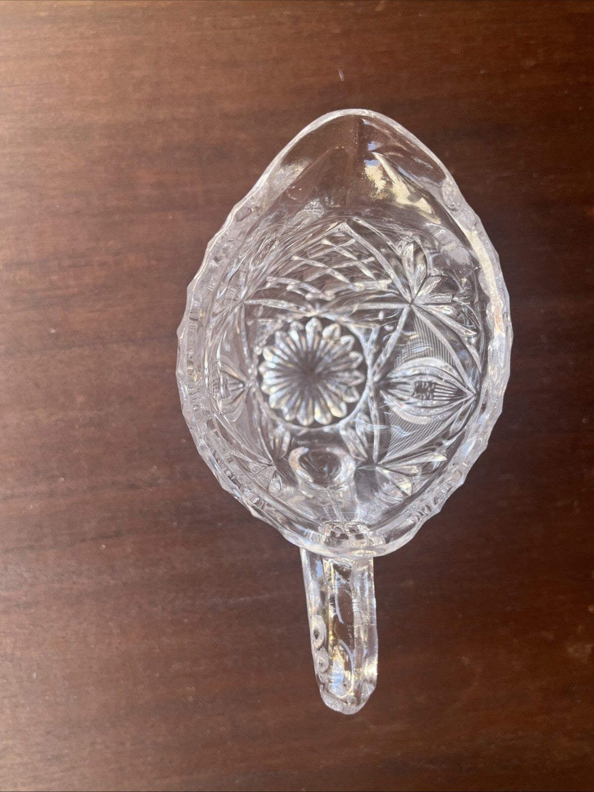 Pressed Cut Etched Clear Colorless Glass 4 oz Creamer D Handle