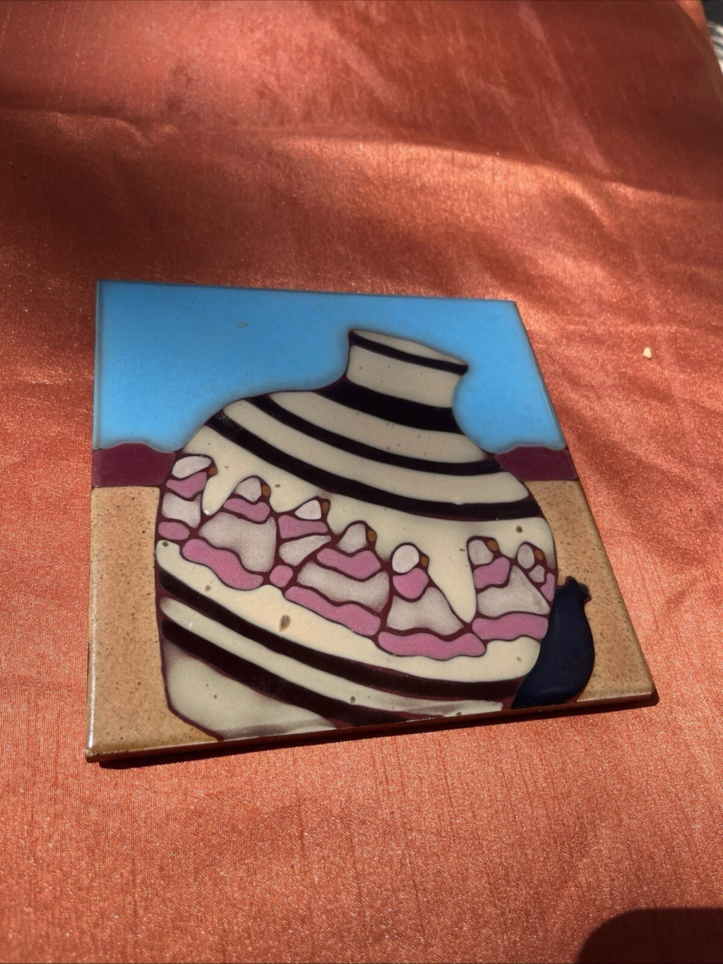 handcrafted art tile Southwestern Style Pottery made In Uruguay