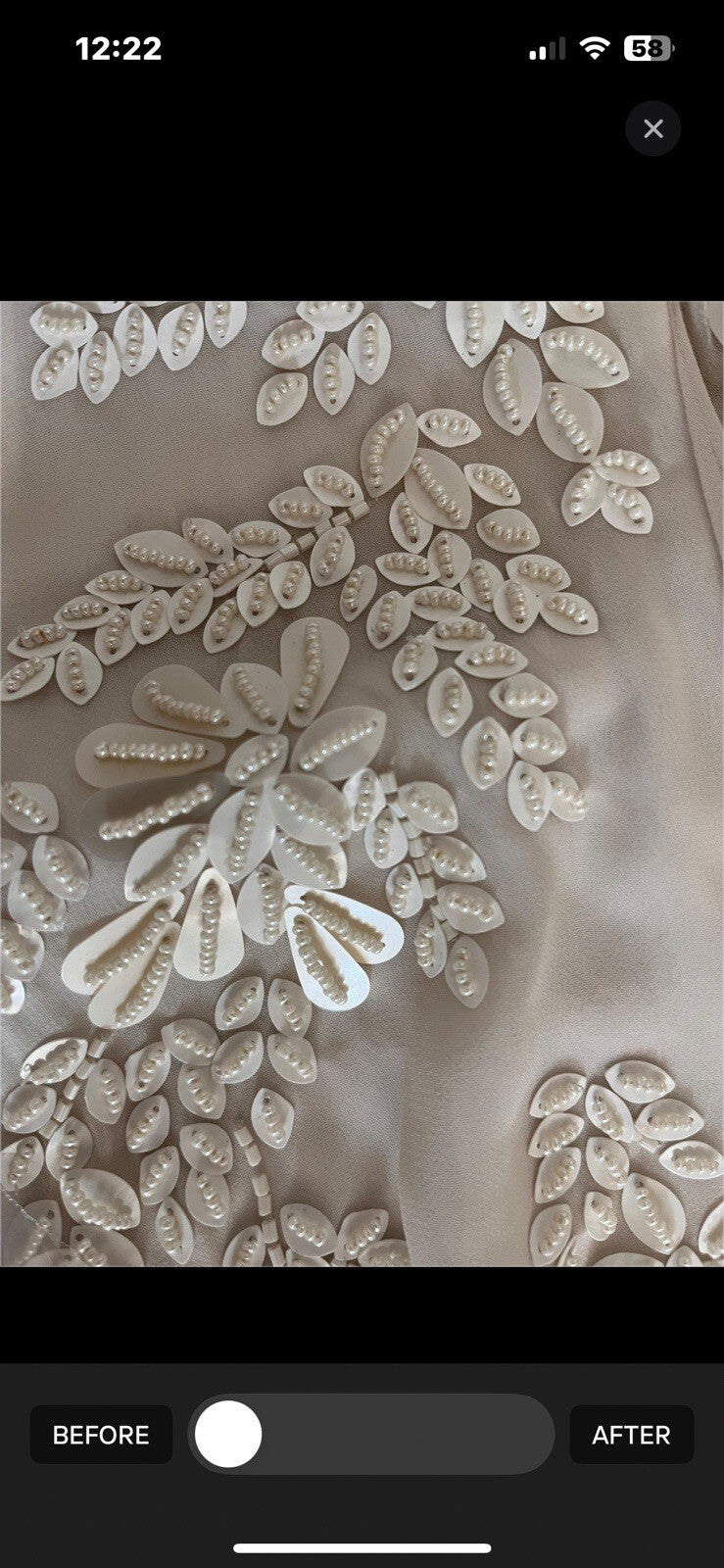 Hope And Ivy  beige tulle Short Sleeve wedding dress with floral embroidery
