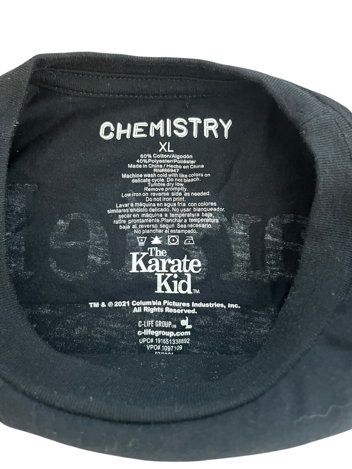 Chemistry The Karate Kid Movie Graphic Tee Black Long Sleeve T-Shirt Men's XL