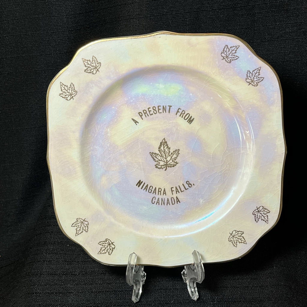 Vintage Niagara Falls Canada Pearlized Plate Gold Trim