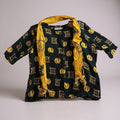 Geometric print tunic black and Gold With Matching Scarf.