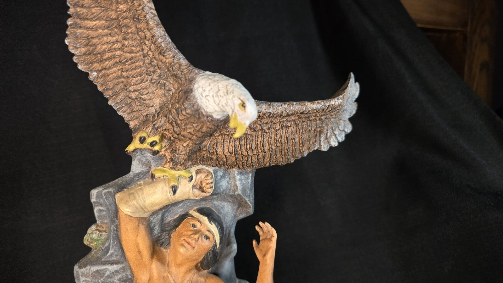 1987 Native American Indian Brave/Eagle Provincial Mold Chalkware