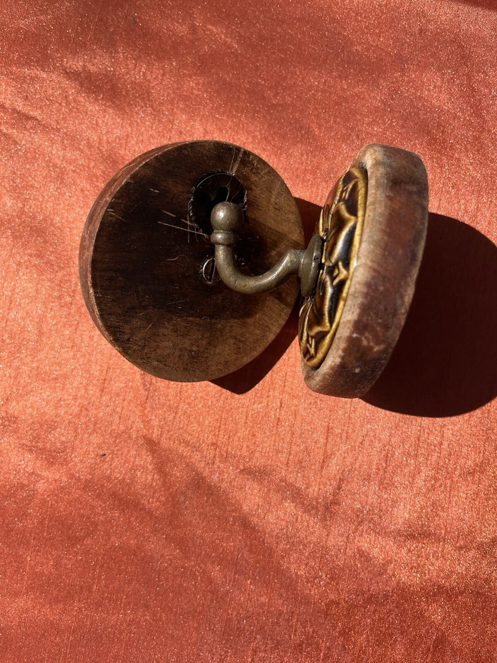 Metal Kitchen/Bathroom Hooks. Wooden Backs
