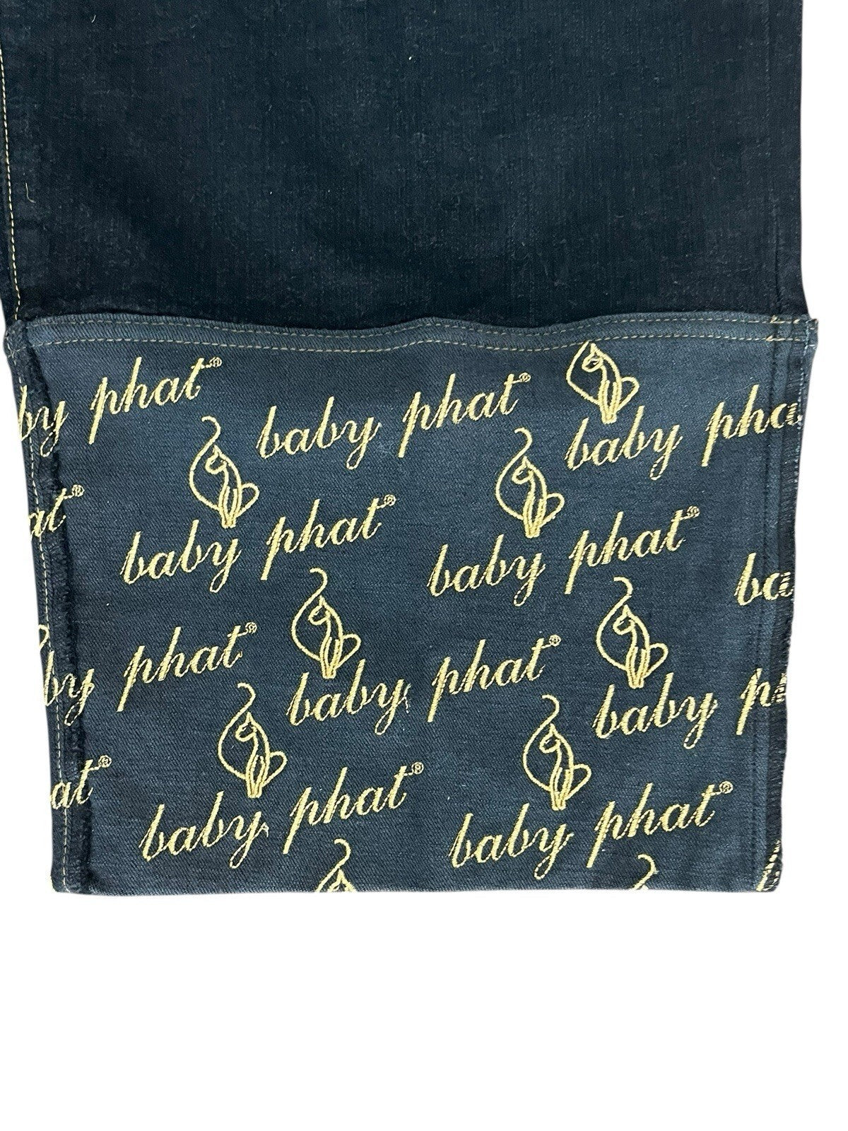 Baby Phat Cuffed Cropped Gold Logo Capri Pants Vintage Women’s Size 22 Jeans