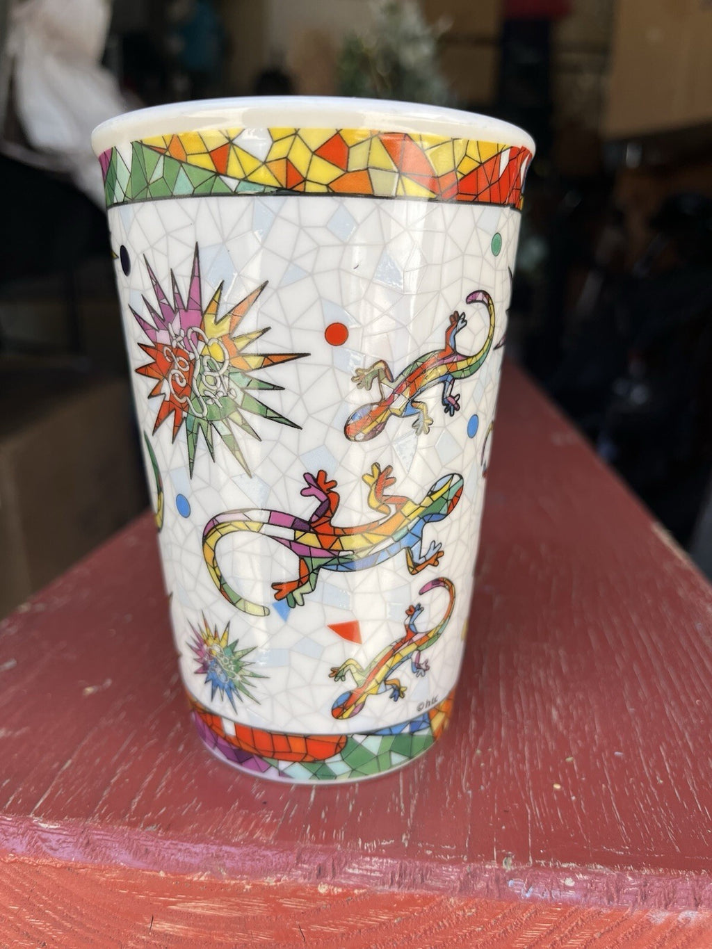 Ceramic Mug, Mosaic Style With Mosaic Salamanders, Inspired By Antoni Guadi