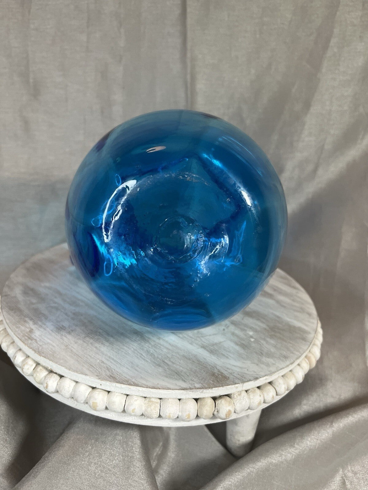 Blue Glass Pitcher Handblown Beverage Entertaining Drinkware Serveware