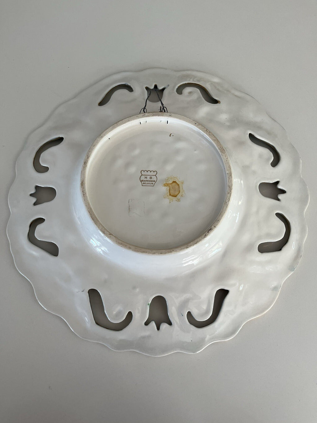 VINTAGE H BEQUET QUAREGNON MAJOLICA HANDPAINTED HUMMING BIRD PLATTER