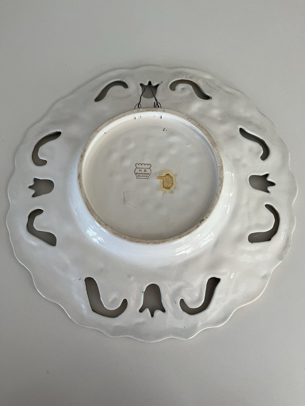 VINTAGE H BEQUET QUAREGNON MAJOLICA HANDPAINTED HUMMING BIRD PLATTER