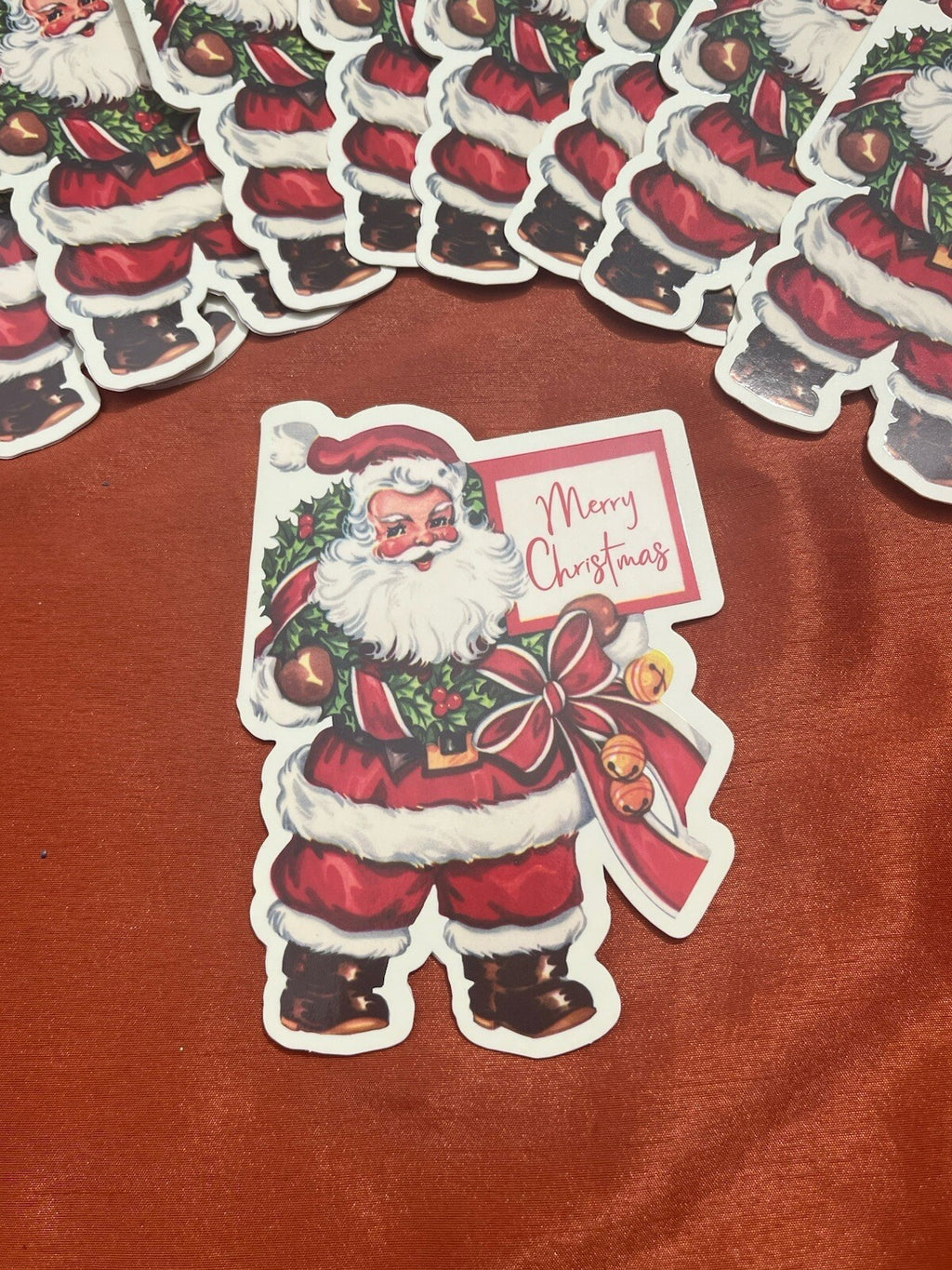 NIB  9 Die Cut VINTAGE SANTA CLAUS Merry Christmas Cards Tina Higgins Design