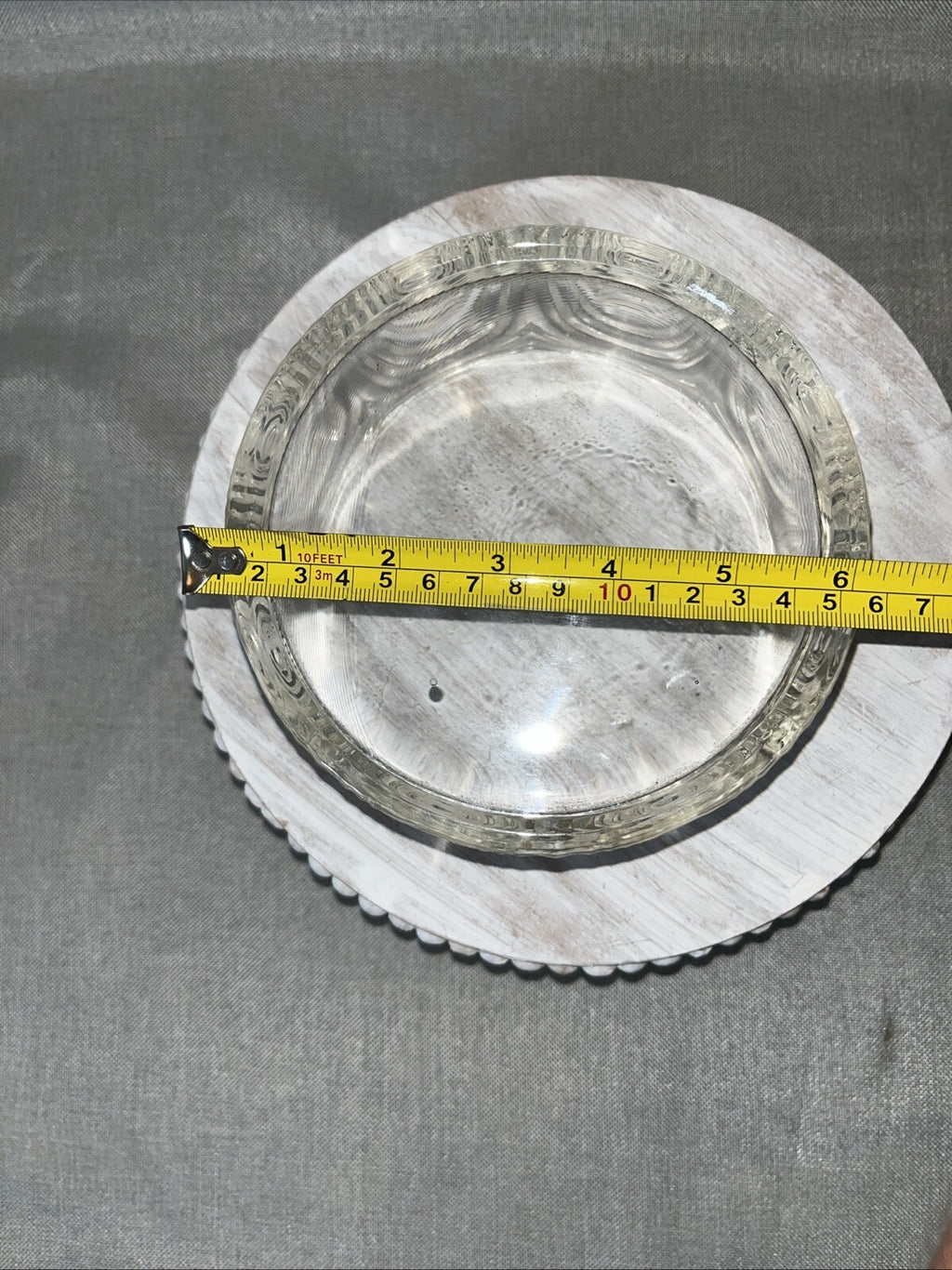 VINTAGE ART DECO GLASS SMALL TRIFLE JELLOW SALAD SERVING BOWL 6” CLEAR