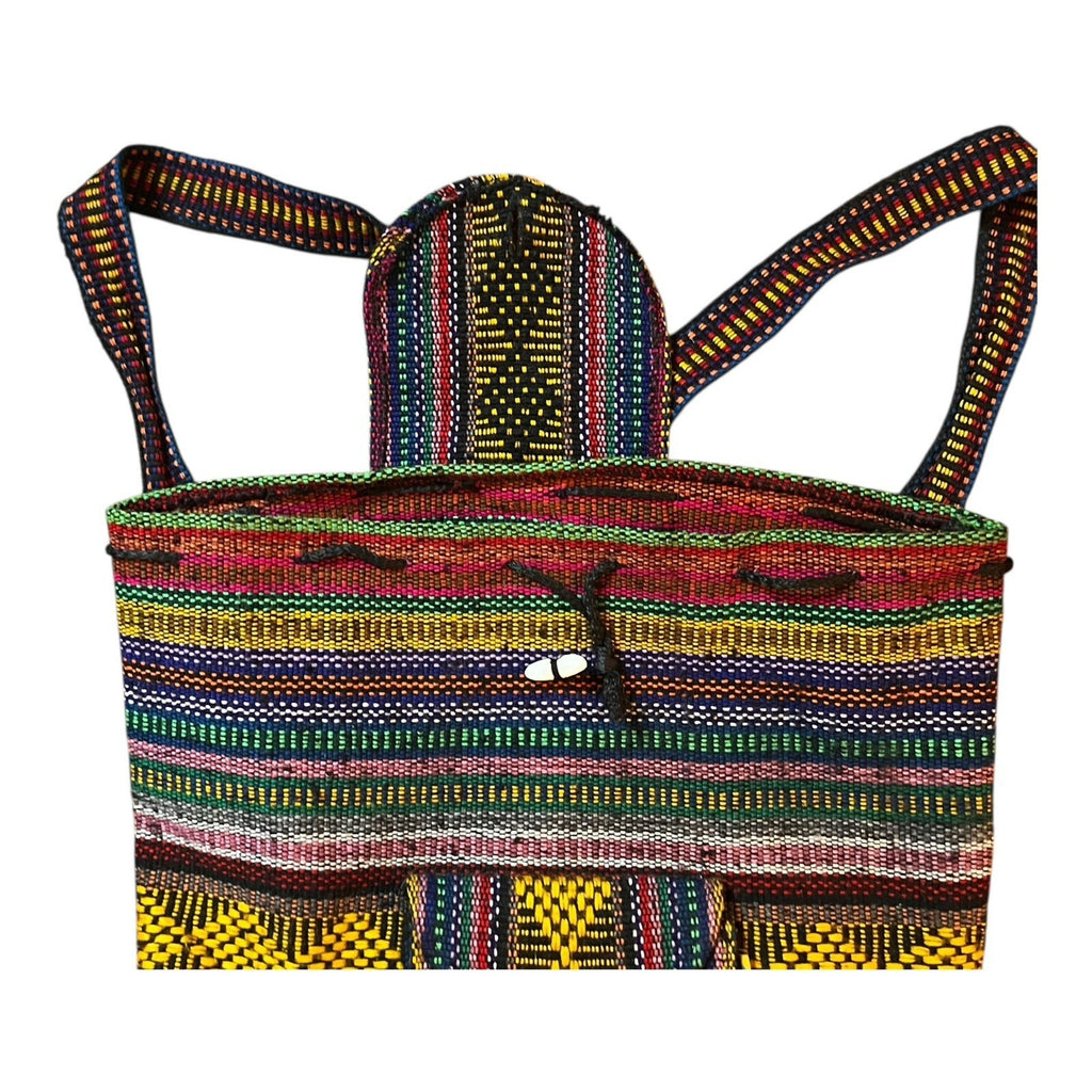 Pinzon Bright Colorful Woven Backpack, Drawstring Top Zip Pocket