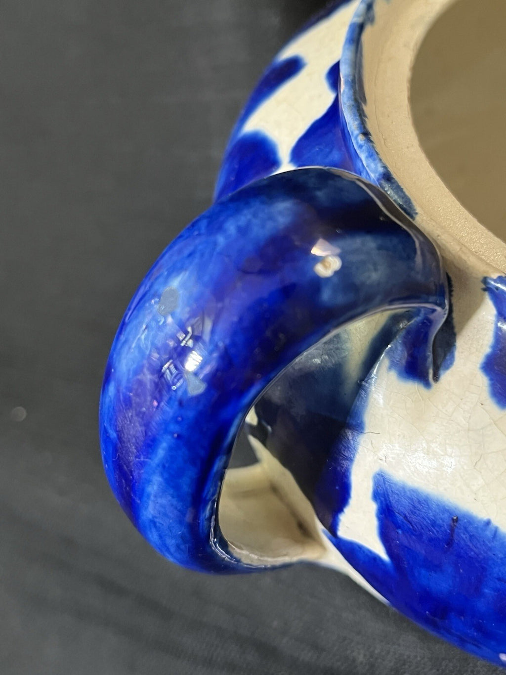 vintage studio art pottery teapot made of stoneware. ***chips In Pics **