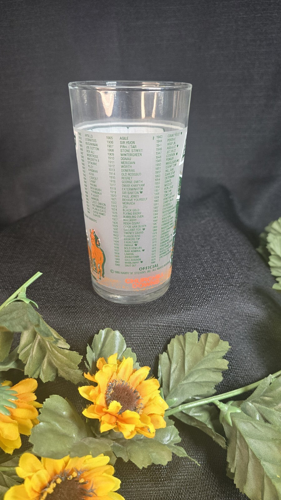 1980 Kentucky Derby 106 Mint Julep Beverage Glass, Winner Was Genuine Risk. 12oz