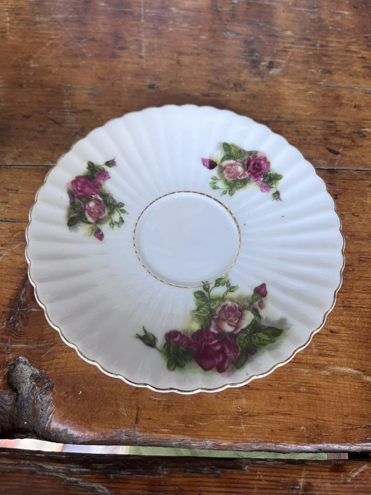 Vintage Porcelain Tea Cup & Saucer Set 2-Piece White Pink Floral Decor