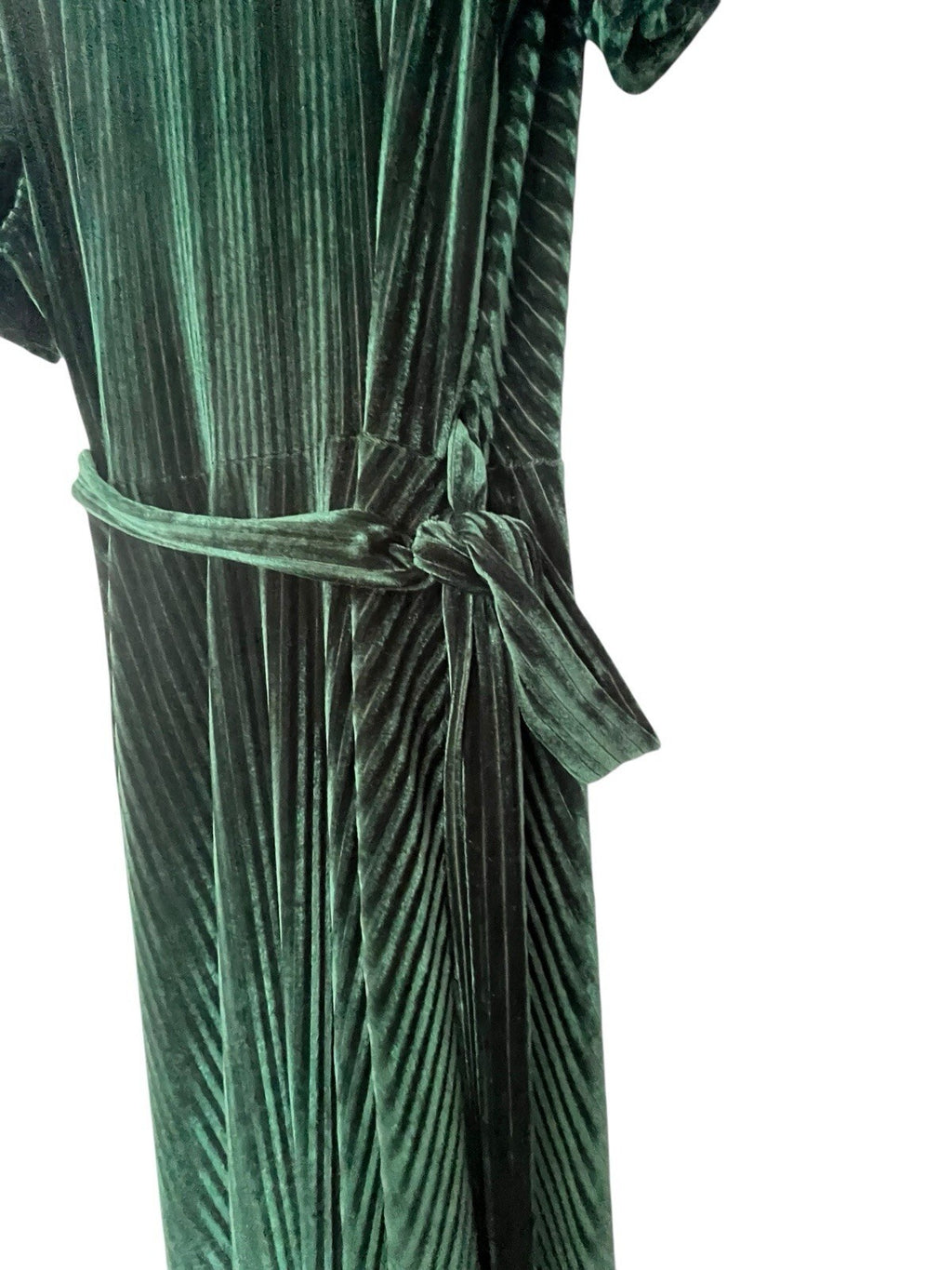 Baltic Born Andi Ribbed Velvet Wrap Dress in emerald green