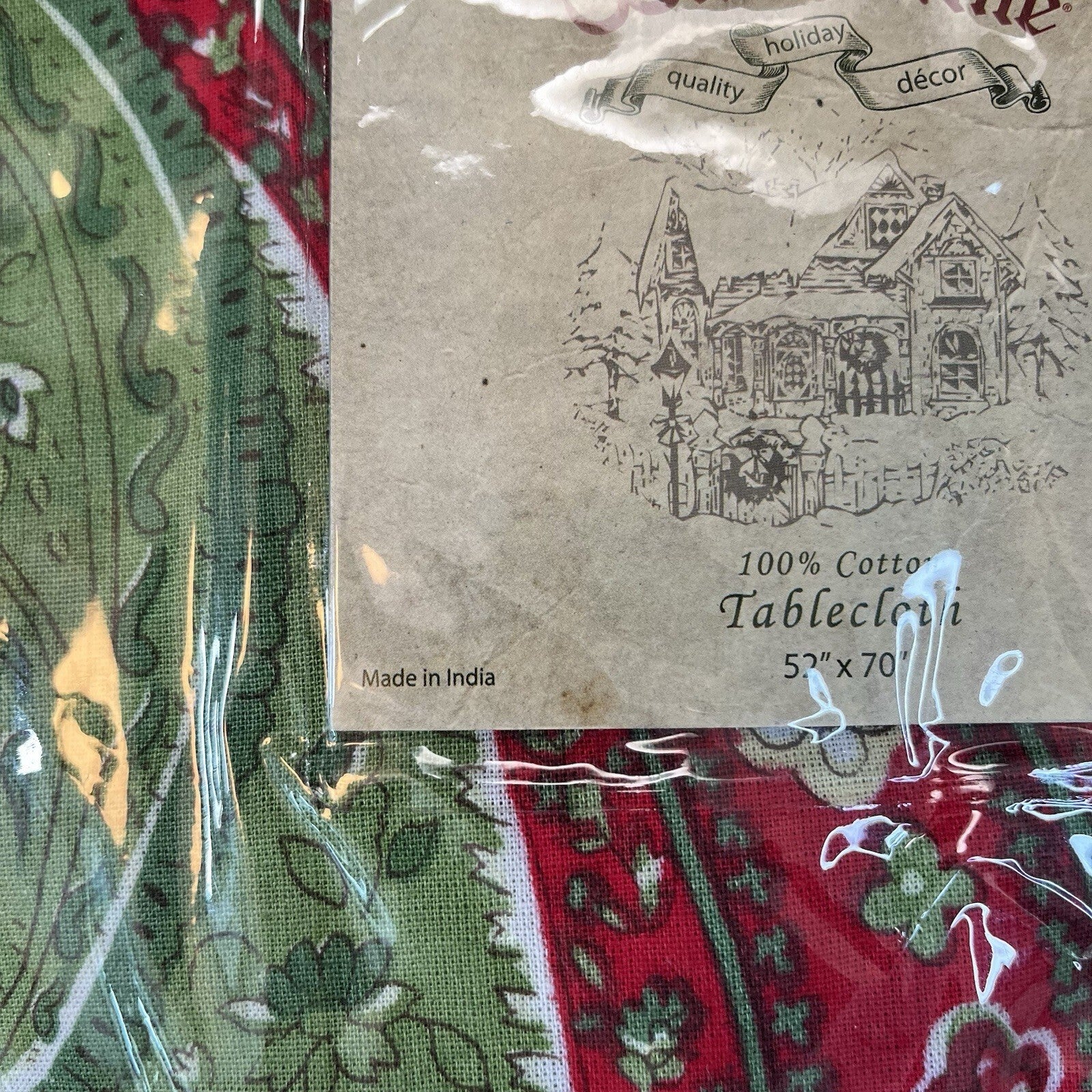 White Pine Red And Green Paisley Tablecloth. 50x 72 New In Package