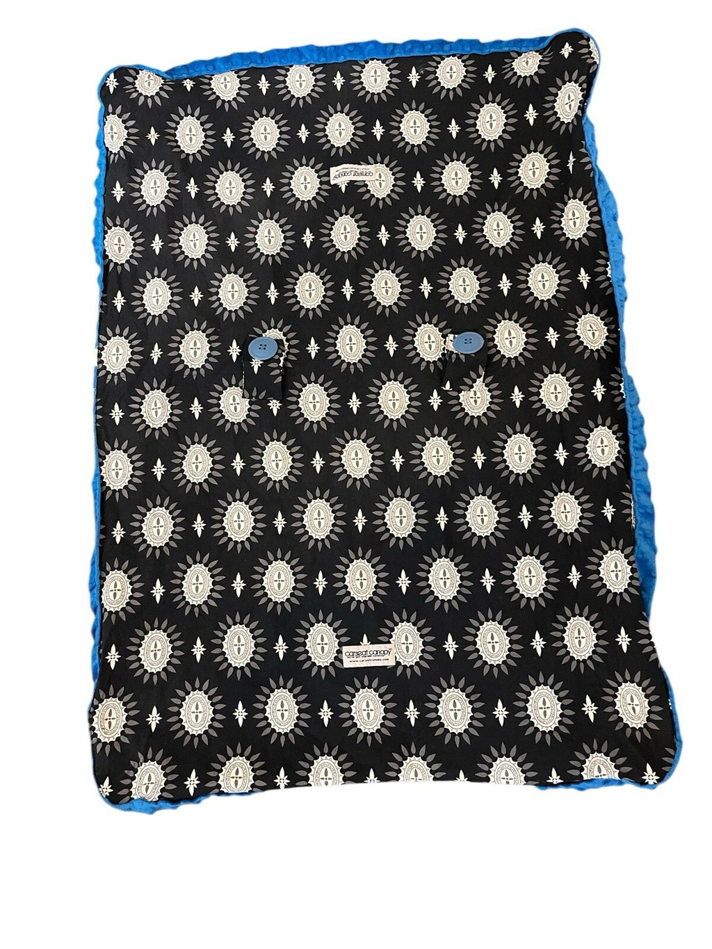 Carseat Canopy MADDOX Car Seat Cover Blue Black White Infant Minky Dot Blanket