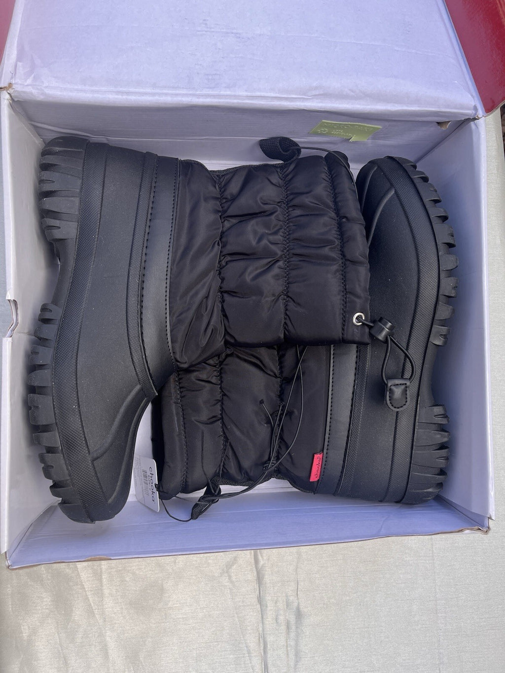 Chooka Fleece Lined Rainwear Women’s Nylon Puffer Snow Boot Black Pick Size NEW!