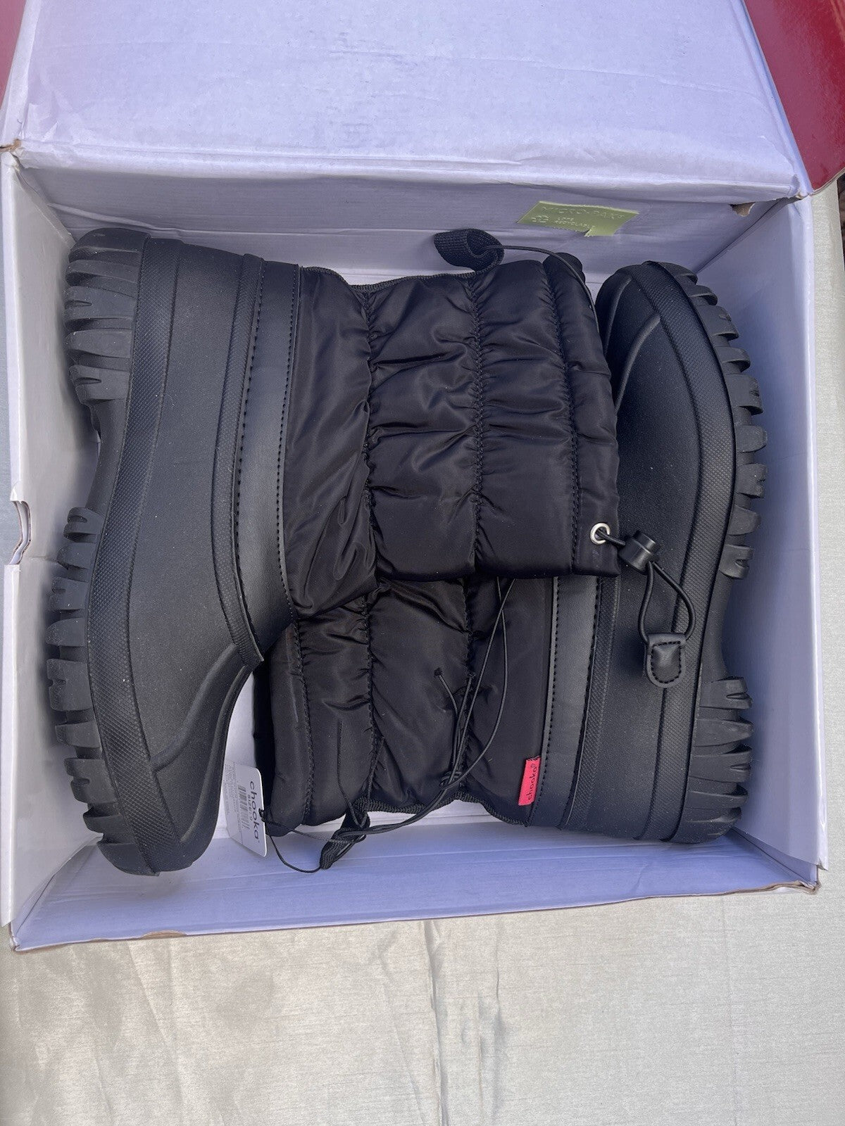 Chooka Fleece Lined Rainwear Women’s Nylon Puffer Snow Boot Black Pick Size NEW!