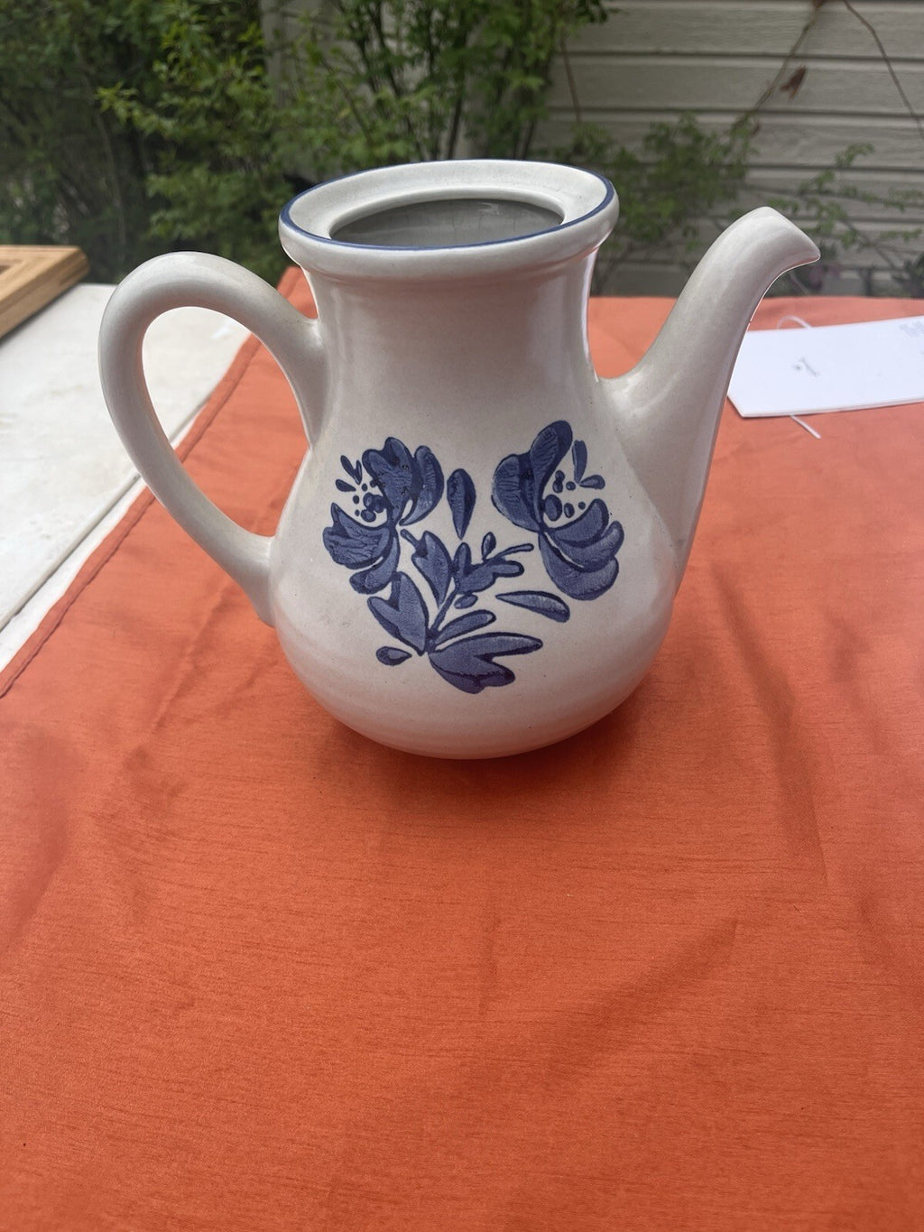 Vintage Pfaltzgraff Yorktowne Stoneware Coffee Tea Pot Blue Salt Glaze 7” no lid