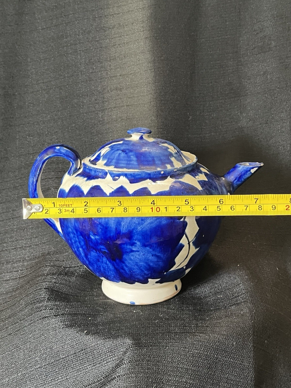 vintage studio art pottery teapot made of stoneware. ***chips In Pics **