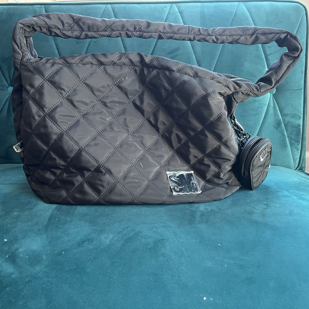 NWT STEVE MADDEN BPuffer HOBO Black Quilted Weekender Bag DT623880 W/ Coin Purse
