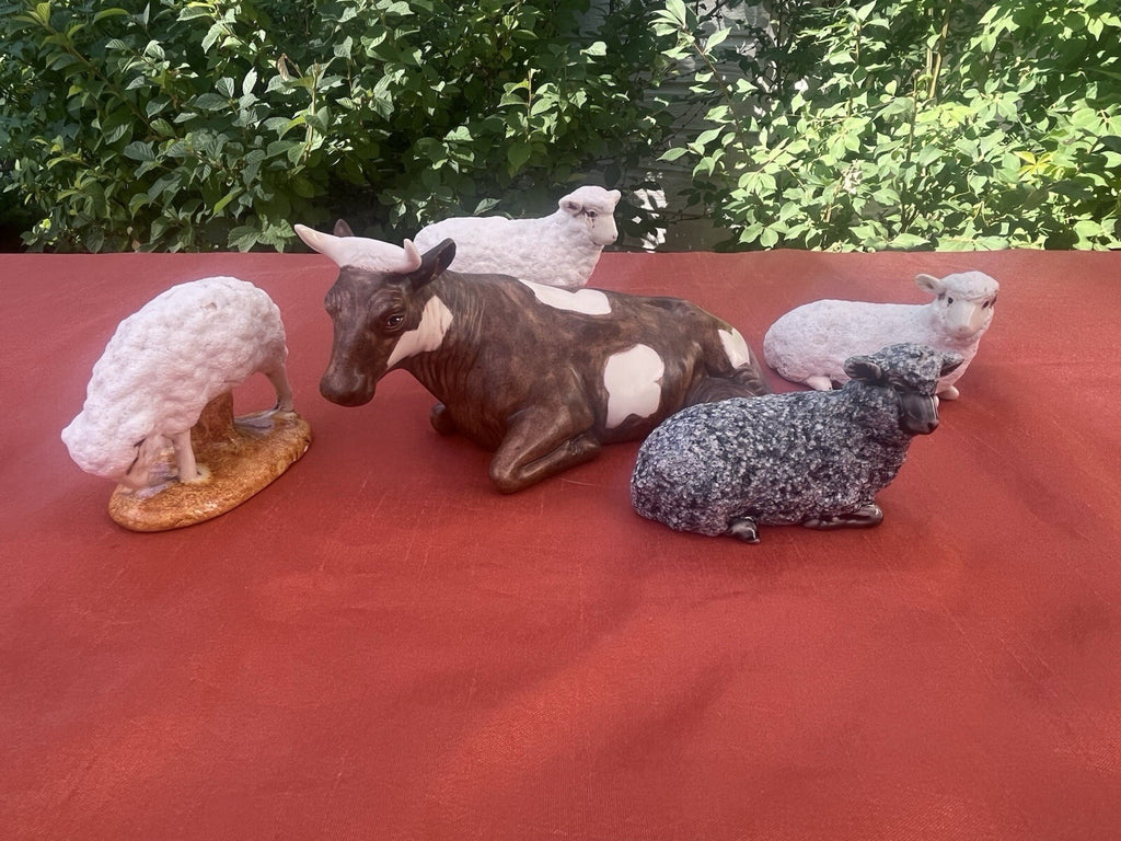6-Piece Nativity Set Shepherd Lamb Sheep Ox Figurines 4 in Multicolor