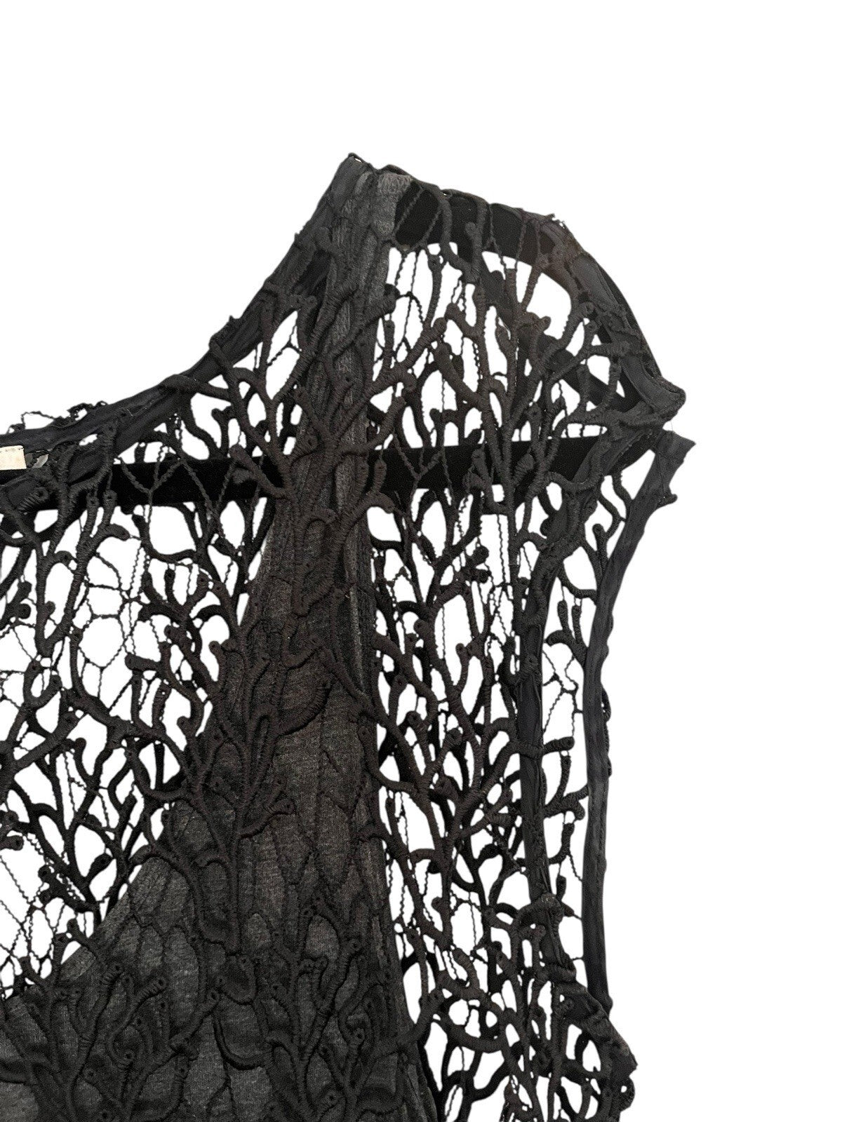 HD in Paris Anthropologie Black Sleeveless Lace Shift Mini Dress Size 12