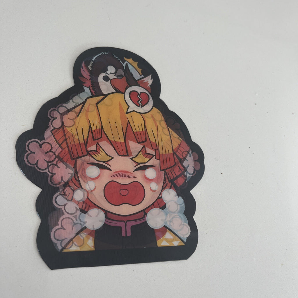 Demon Anime Slayer Zenitsu Agatsuma Peeker Art Decal 3 Faces Sticker Reflective